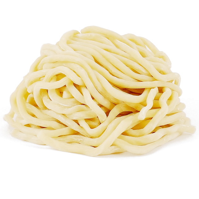 Thick round white noodles